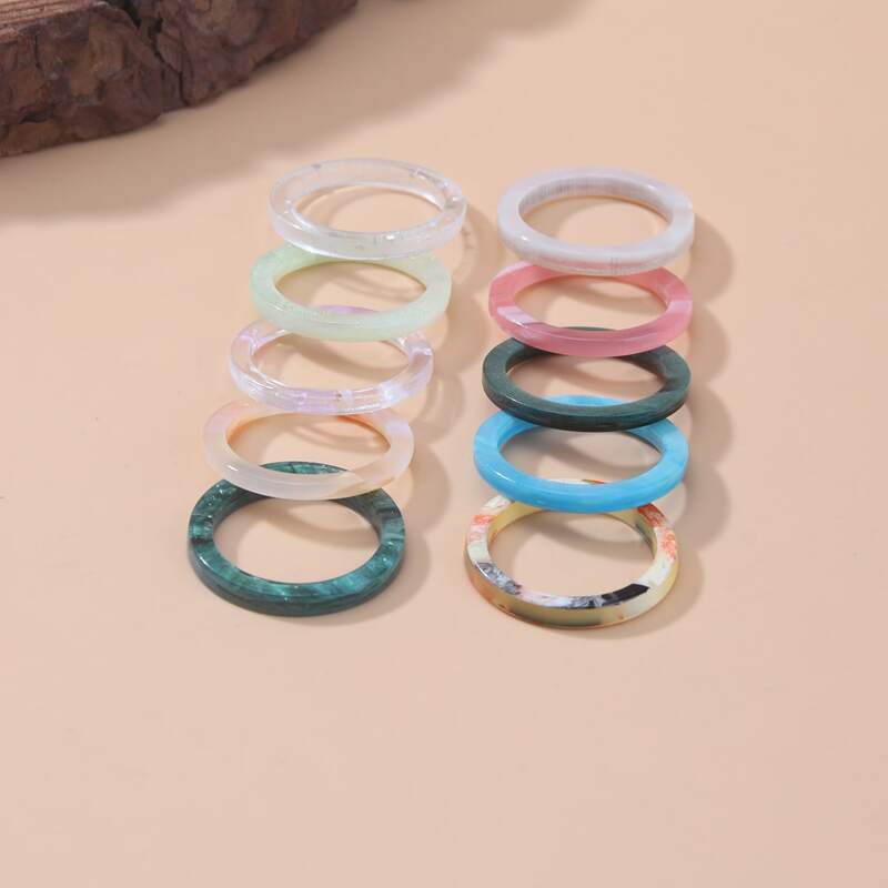 

10pcs Minimalist Ring, Multicolor
