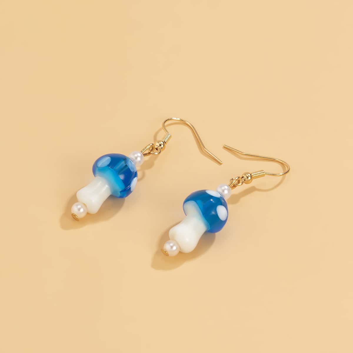 

Mushroom Charm Earrings, Baby blue