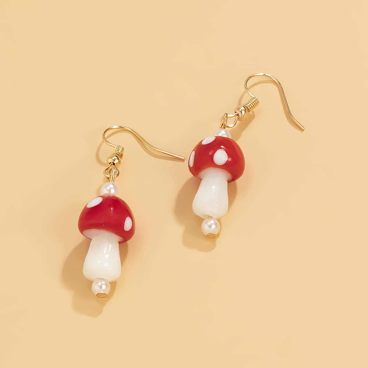 

Mushroom Charm Earrings, Red