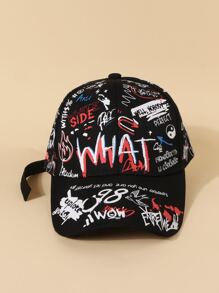 1pc Men Yin & Yang Print Baseball Cap Street - Black - View 5