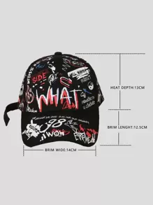 1pc Men Yin & Yang Print Baseball Cap Street - Black - View 3