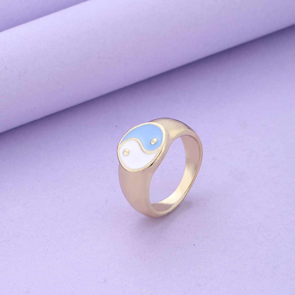 

1pc Yin & Yang Graphic Ring, Blue