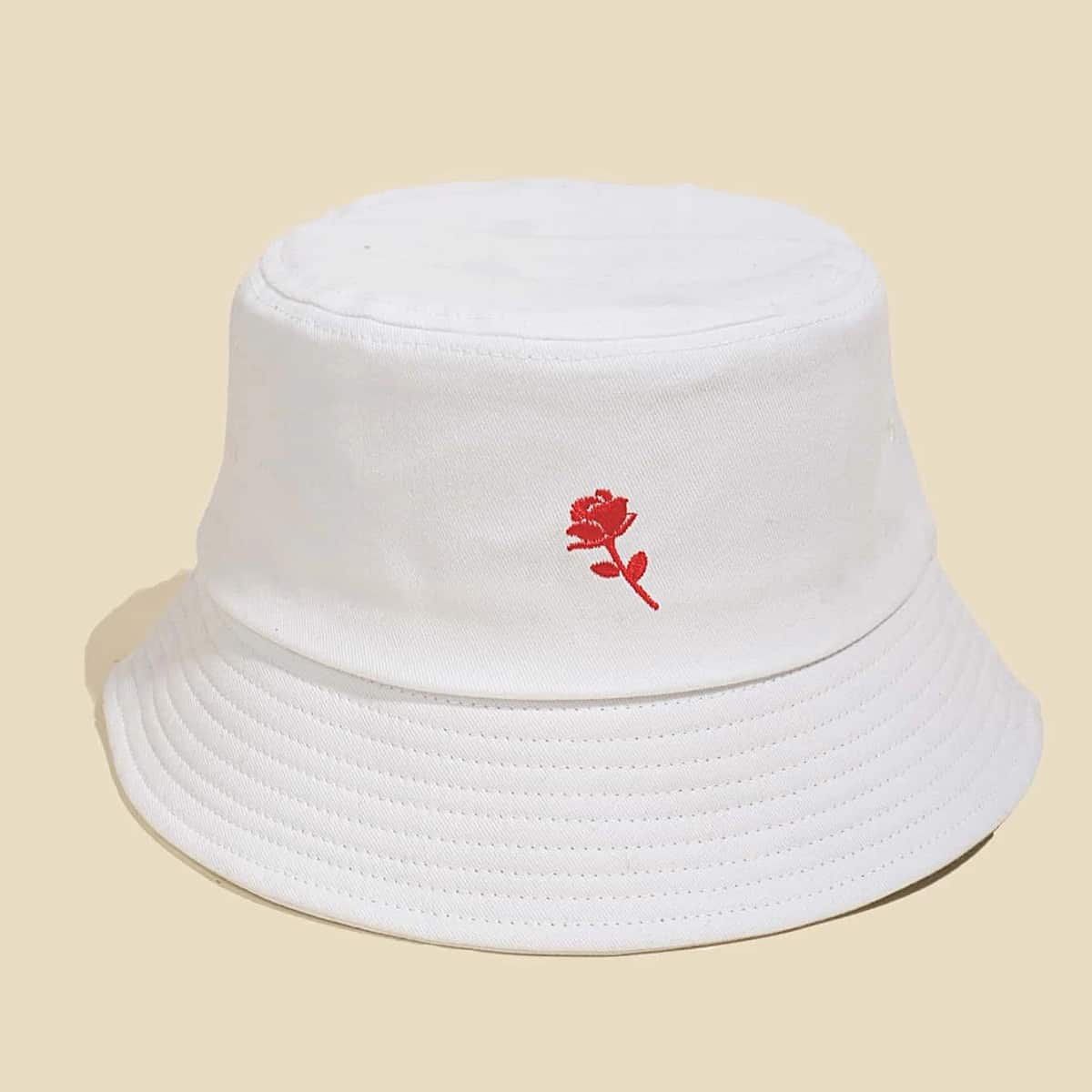

Guys Flower Embroidery Bucket Hat, White