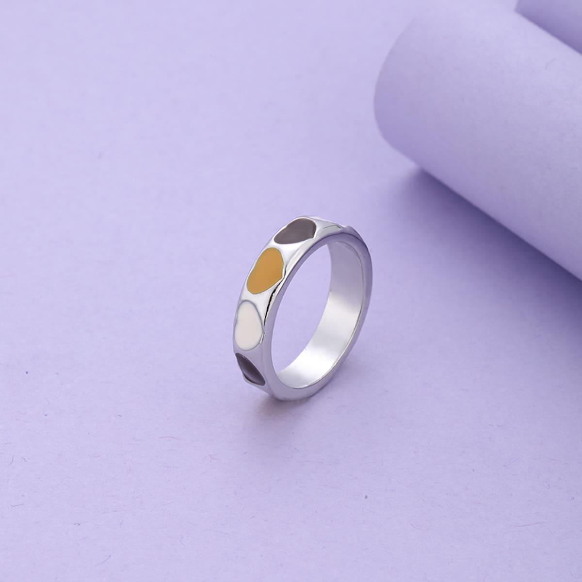 

Heart Graphic Ring, Brown