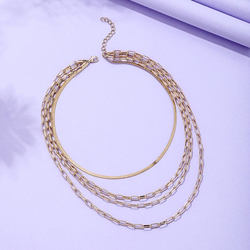 

1pc Minimalist Layered Chain Necklace, Gold