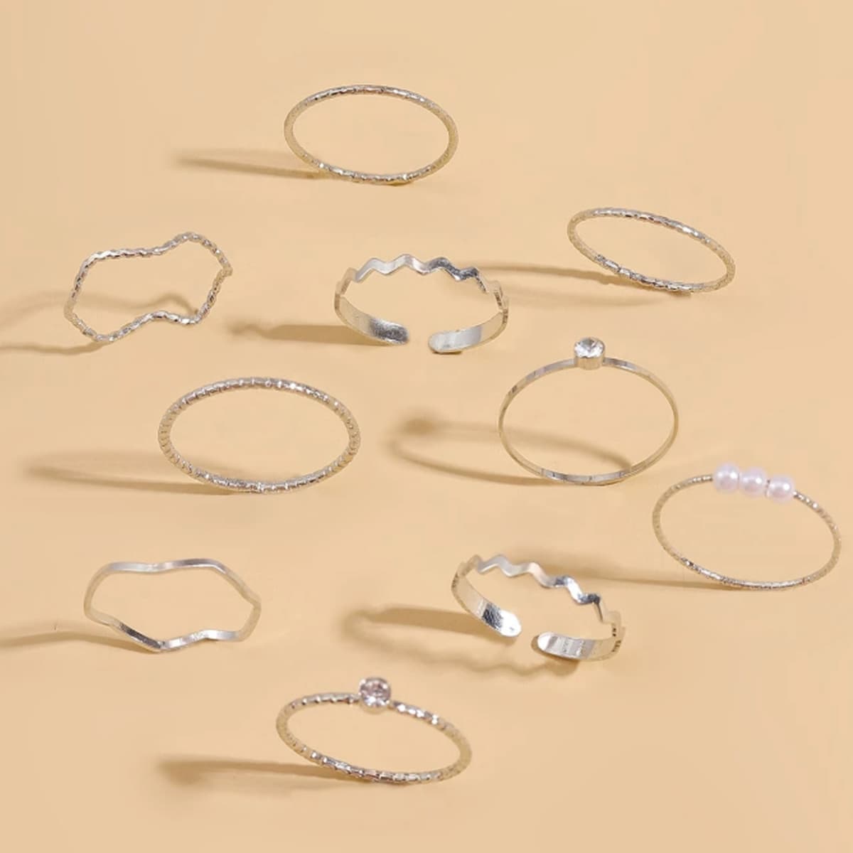 

10pcs Minimalist Ring, Silver