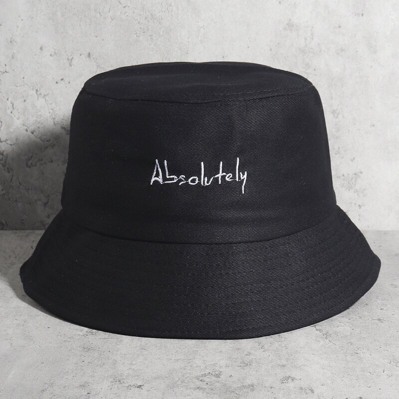 

Letter Embroidered Bucket Hat, Black
