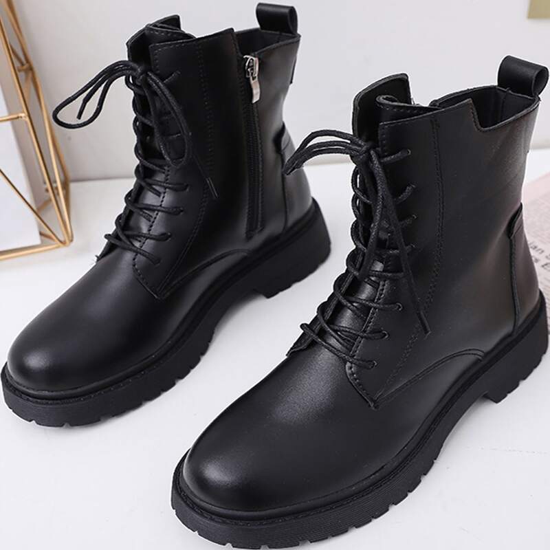 

Lace-up Front Combat Boots, Black