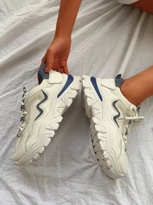 雙色繫帶老爹鞋,女士淺褐色競技鞋 - 米色 - 查看 5