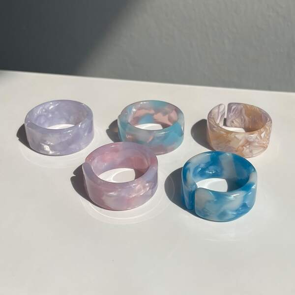 

5pcs Resin Ring, Multicolor