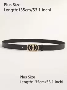 1pc Women's Black Fashionable Metal Buckle Plus Size Belt With Hole Punch For Daily Life Summer, School Fall, Autumn, Halloween - Black - View 6