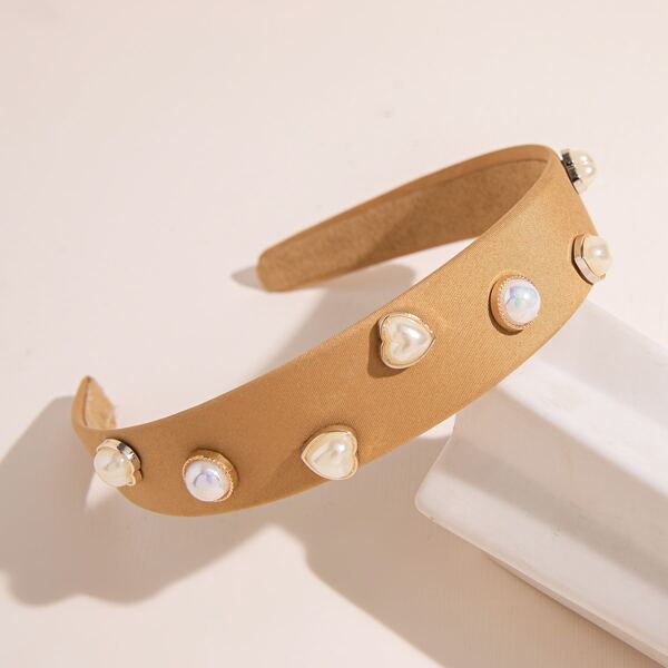 

Faux Pearl Decor Headband, Khaki