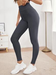 Easithlete Legging thể thao màu trơn - Màu xám đen - Xem 3