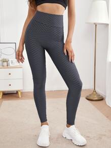 Easithlete Legging thể thao màu trơn - Màu xám đen - Xem 5