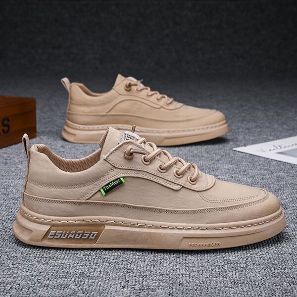 

Men Minimalist Lace-up Front Skate Sneakers, Khaki