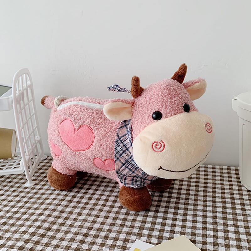 

Cartoon Cow Design Crossbody Bag, Pink