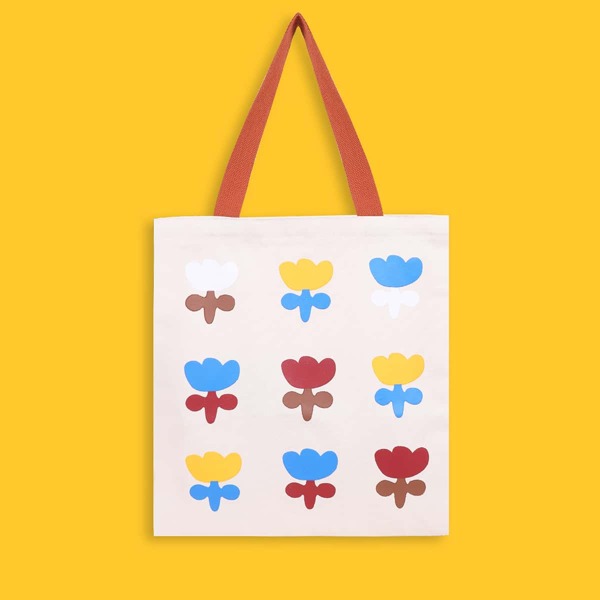 

Colorblock Flower Graphic Shopper Bag, Multicolor
