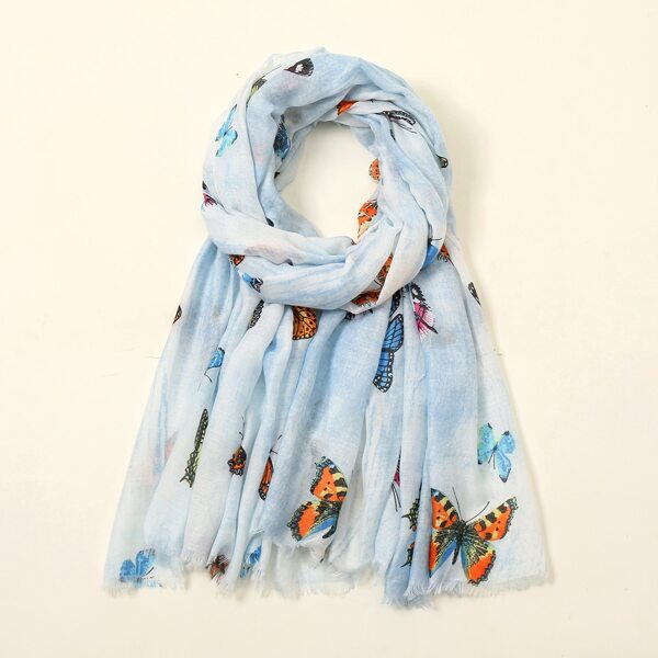 

Butterfly Print Scarf, Baby blue