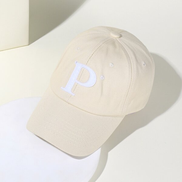 

Letter Embroidered Baseball Cap, Beige