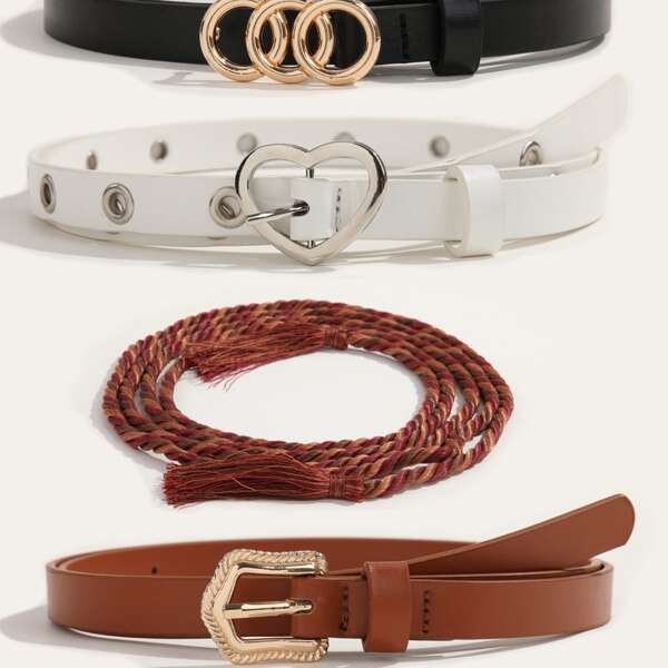 

5pcs 105CM Heart Decor Belt With Hole Punch, Multicolor
