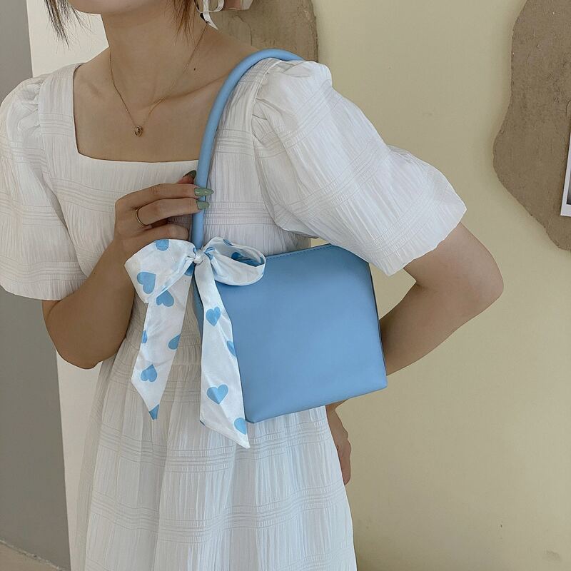 

Twilly Scarf Decor Shoulder Bag, Blue