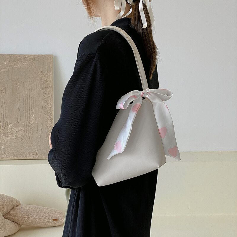 

Scarf Decor Shoulder Bag, Beige