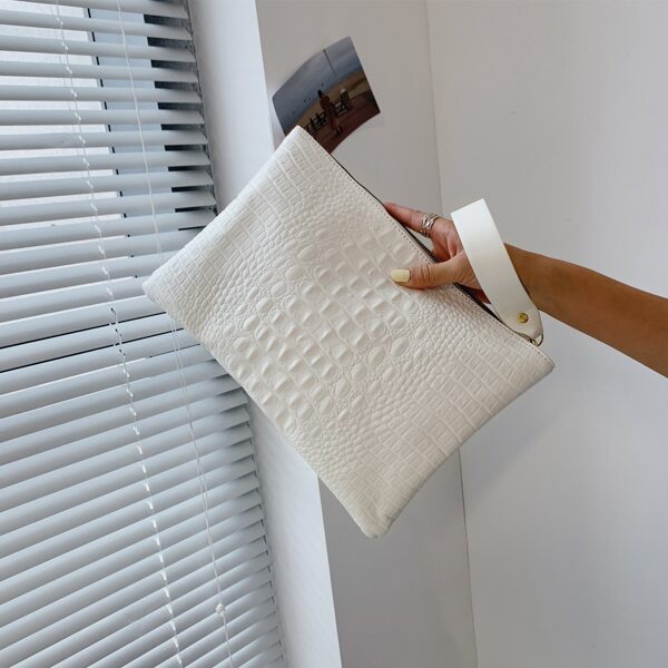 

Croc Embossed Clutch Bag, White