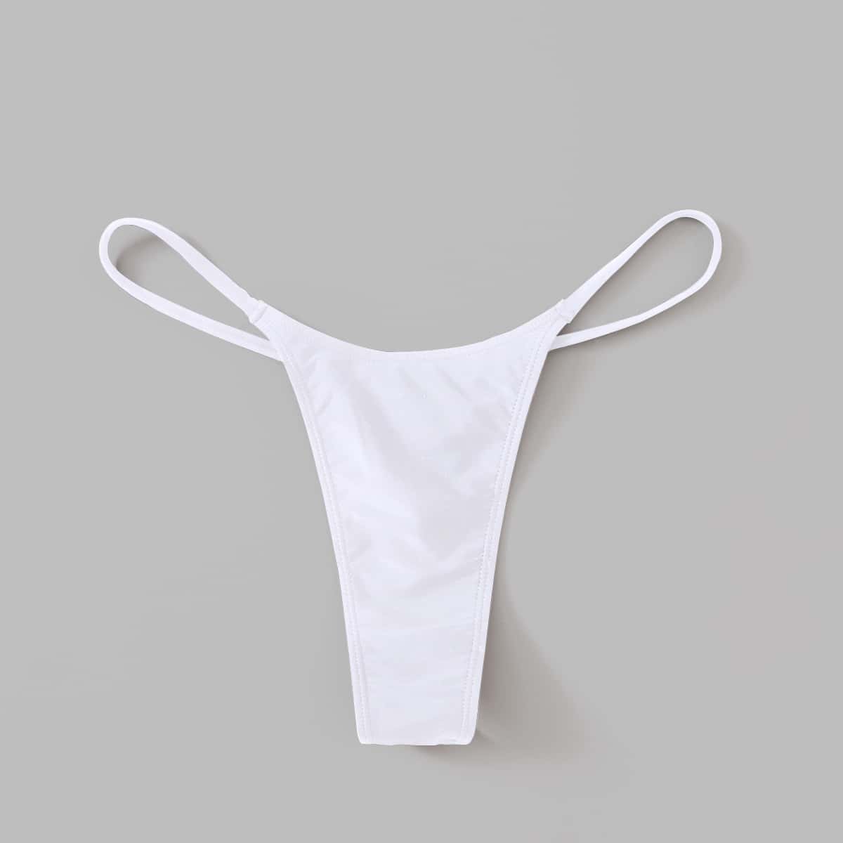 

Solid Thong Bikini Bottom, White