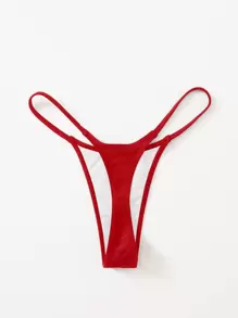 Swim Basics Summer Beach Solid Thong Bikini Bottom