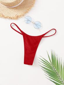 Swim Basics Summer Beach Solid Thong Bikini Bottom