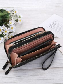 Ví khóa kéo đôi dành cho nữ, đựng nhiều loại thẻ, ví đựng tiền xu, bìa sổ séc, nhẹ, hiện đại, kinh doanh, thẻ tín dụng, thẻ căn cước, tiền mặt, ví dài, trang phục công sở, ngày nhà giáo, quà tặng cho giáo viên, công việc, đi làm, du lịch, ngày lễ, văn phòng, kỳ nghỉ, kỷ niệm, cho cặp đôi, cho quà tặng sinh nhật, ngày lễ tình nhân, cho quà tặng cho phụ nữ, cho nhân viên văn phòng nữ, ví đeo tay - màu đen - Xem 2