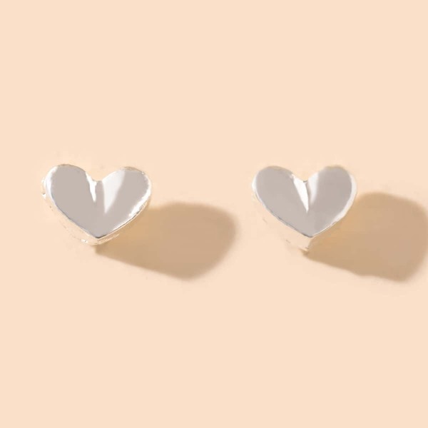 

Heart Stud Earrings, Silver