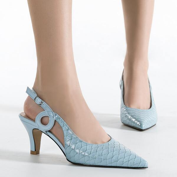 

Fish Scale Slingback Pumps, Blue