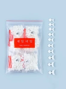 500pcs Flower Pattern Extension Fake Nail - Beige - View 2