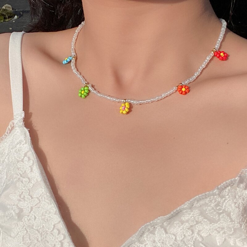 

Floral Beaded Necklace, Multicolor