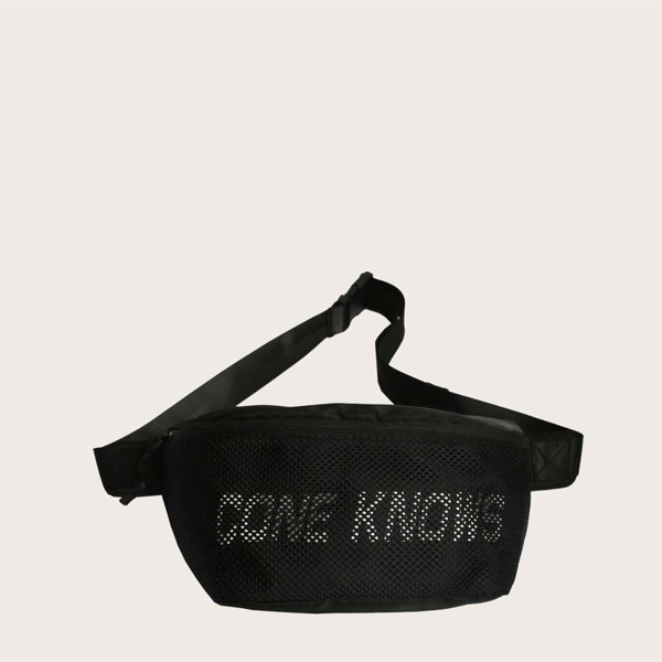 

Men Letter Graphic Fanny Pack, Black