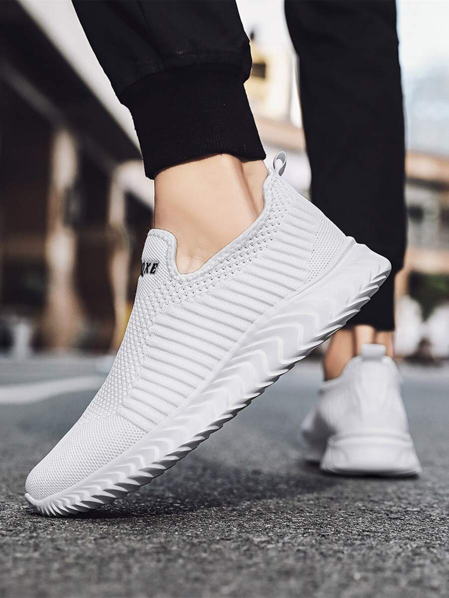 Men Mesh Slip On Sneakers - White - View 1