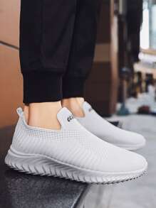 Men Mesh Slip On Sneakers - White - View 5