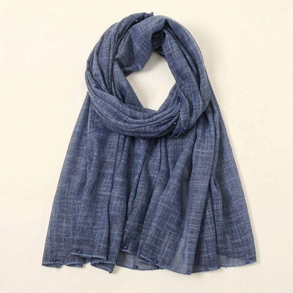 

Faux Pearl Decor Scarf, Blue