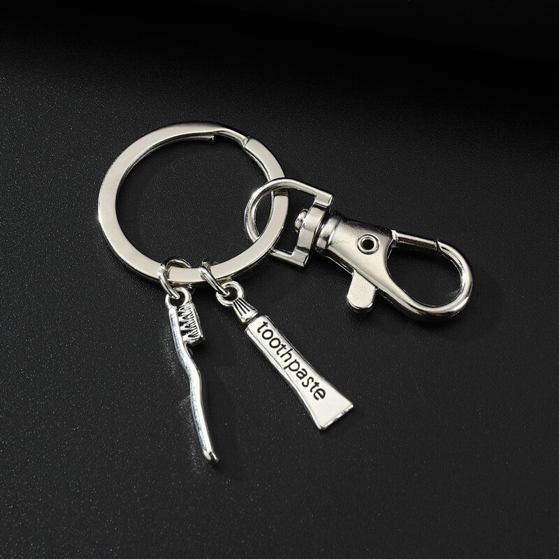 

Toothbrush Design Keychain, Silver