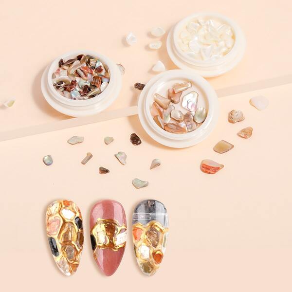 

3boxs Stone Shaped Nail Art Decoration, White