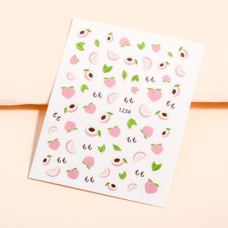 

1sheet Peach Pattern Nail Art Sticker, Pink