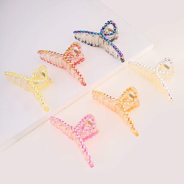 

6pcs Rhinestone Decor Hair Claw, Multicolor