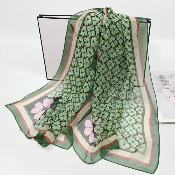 

Clover Print Scarf, Dark green
