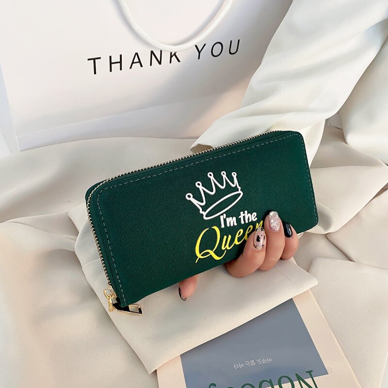 

Letter Graphic Zip Around Long Wallet, Dark green