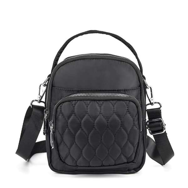 

Minimalist Quilted Satchel Bag, Black