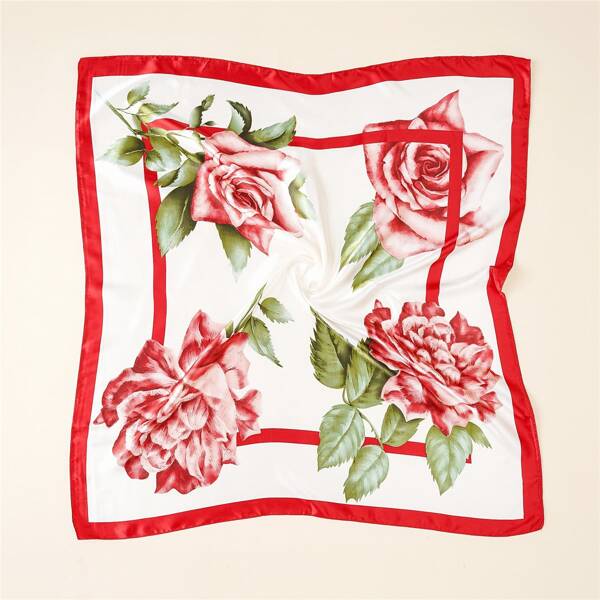 

Floral Print Bandana, Red