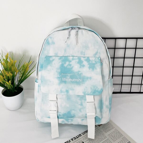 

Kids Tie Dye Buckle Decor Backpack, Baby blue