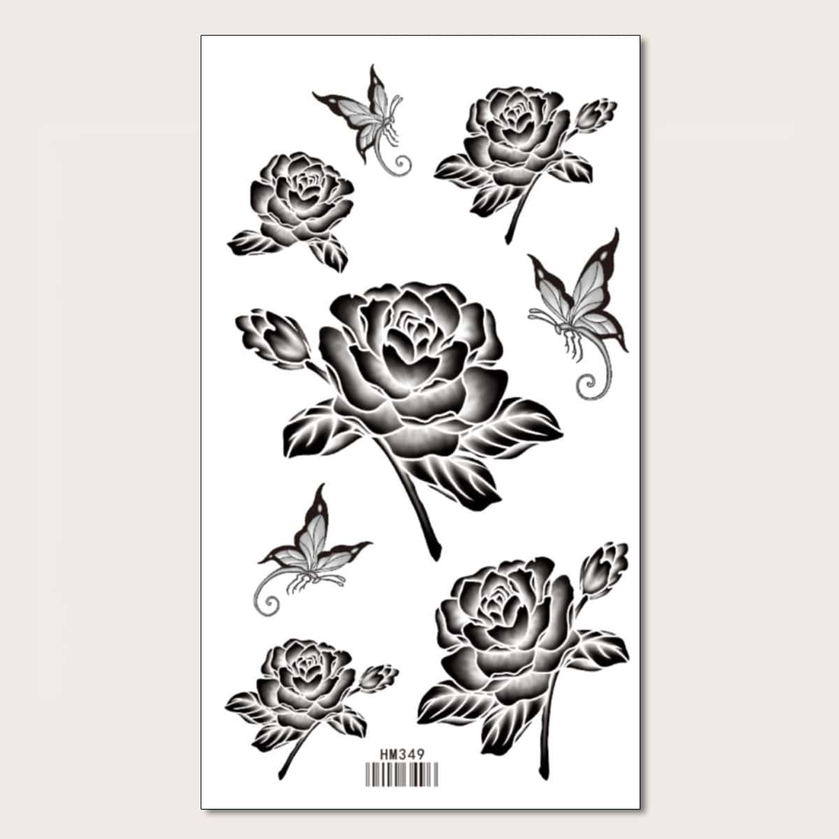 

1sheet Floral Pattern Tattoo Sticker, Black