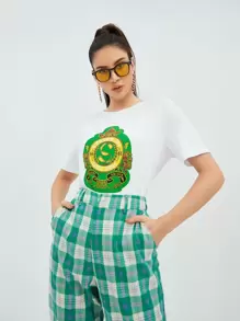 Mulvari Letter And Graphic Print Tee - White - View 1